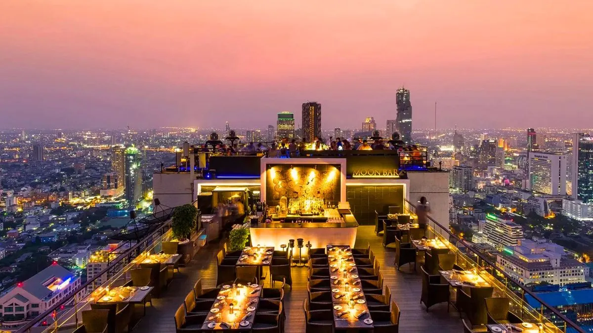 Skyline of Bangkok from a Rooftop Bar